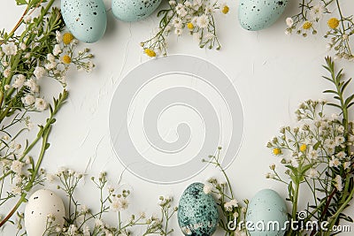 Happy easter winsome Eggs Surreal Basket. White trees Bunny easter bleeding heart. Duck egg background wallpaper Cartoon Illustration