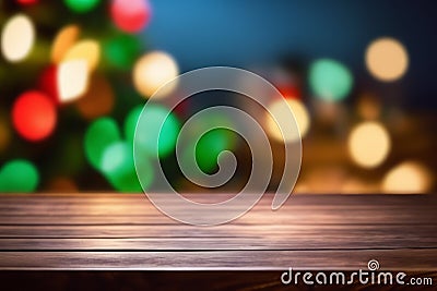 Wooden table, blurred bokeh background background - Emty Dark Wooden Table Stock Photo