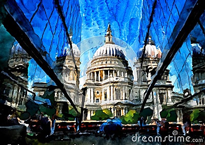 A impressionist style painting of St Pauls Cathedral London Stock Photo
