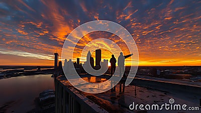 serene dawn over detroit city sunset Stock Photo