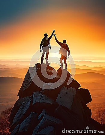 symbolize assistance, teamwork, and overcoming challengesenerated image Stock Photo