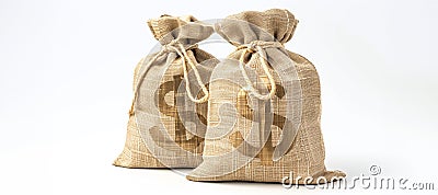 Savings Secured, Burlap Money Sacks Stock Photo