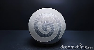 Dark abstract background, tech composition, sphere, white ball in darkness. Clean, round object, orb round shape Stock Photo