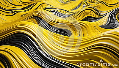 Generated image of an elastic and metallic stringy and wavy 3d background. Stock Photo