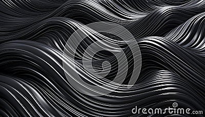Generated image of an elastic and metallic stringy and wavy 3d background. Stock Photo