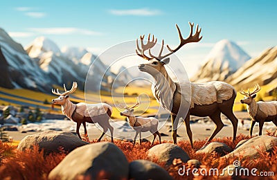 Animated Caribou Illustration in Claymation Style Stock Photo