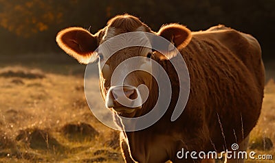 close up photo of Guernsey cow in its natural habitat. Generative AI Stock Photo
