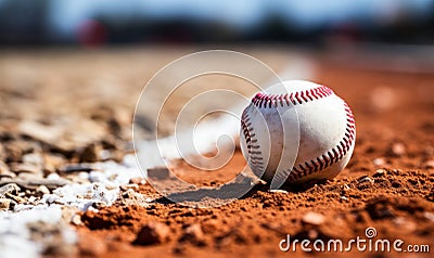 Edge of Decision Baseball on the Infield Chalk Divide Stock Photo