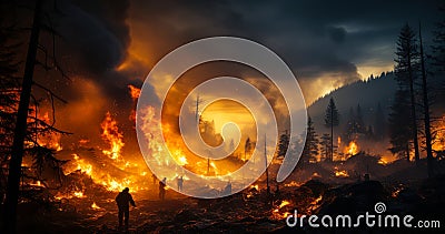 Inferno Unleashed - Out of Control Forest Fire Rages Stock Photo