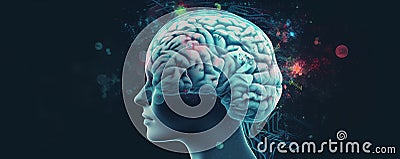 Mind Over Matter. Enhancing Mental Health with Technology. Human Brain concept wallpaper, Generative AI Stock Photo