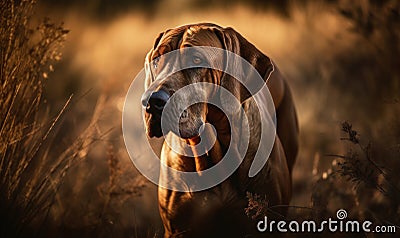 photo of bloodhound in its natural habitat. Generative AI Stock Photo