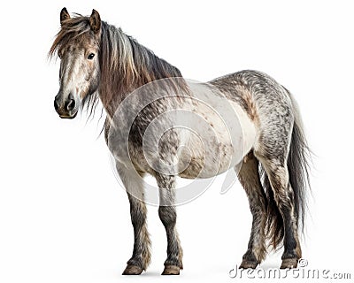 photo of Dartmoor breed of pony isolated on white background. Generative AI Stock Photo