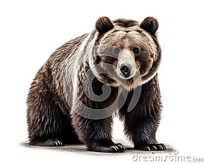 photo of grizzly bear isolated on white background. Generative AI Stock Photo