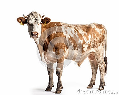 photo of heifer bovine isolated on white background. Generative AI Stock Photo