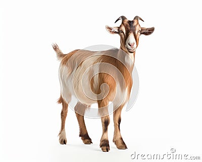 photo of Oberhasli goat isolated on white background. Generative AI Stock Photo