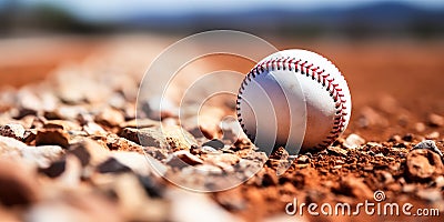 Precise Placement Baseball Halts at the Infield Chalk Boundary Stock Photo