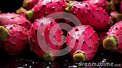 Ripe Prickly Pears Texture Top-View Cactus Fruit Stack Stock Photo