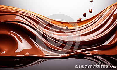 Silky smooth chocolate waves and splashes, rich and glossy, flowing in an elegant dynamic movement, perfect for luxurious Stock Photo