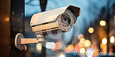 Urban Vigilance Surveillance Cameras Mounted on Modern City Building Stock Photo