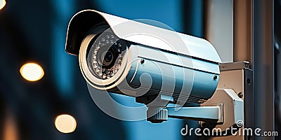 Urban Vigilance Surveillance Cameras Mounted on Modern City Building Stock Photo