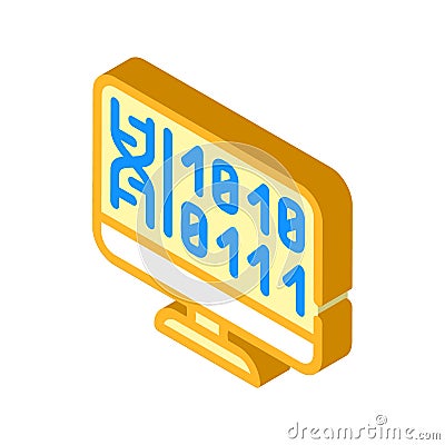 Generating protein cell using computer code isometric icon vector illustration Vector Illustration