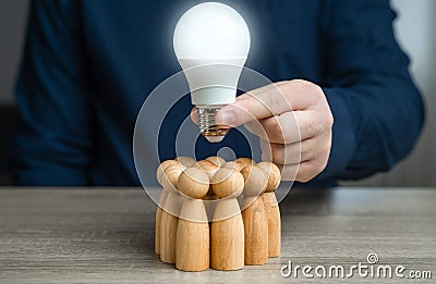 Generation of ideas in cooperation. Technological solutions. Stock Photo