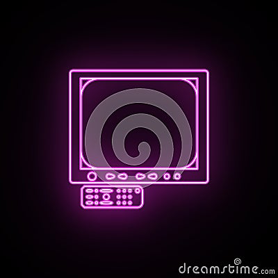 Generation of light tvs with remote control neon icon. Simple thin line, outline vector of generation icons for ui and ux, website Stock Photo