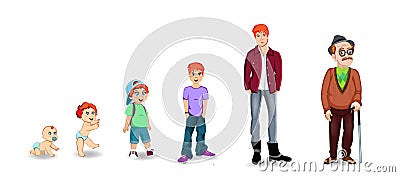 Generation of people and stages of growing up Vector Illustration