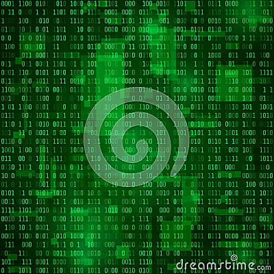 Generation of random binary data. Coding information. Matrix vector background Vector Illustration