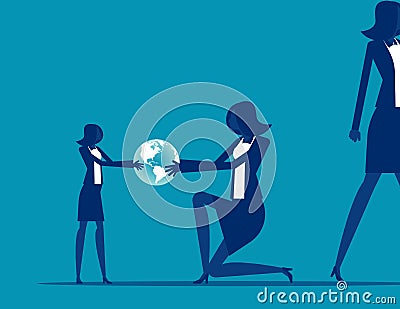 From generation to the next generation. Business succession concept. Silhouette vector illustration in cartoon style Vector Illustration