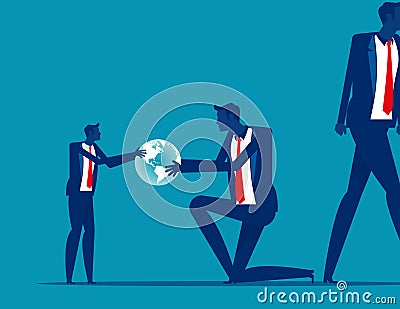 From generation to the next generation. Business succession concept. Silhouette vector illustration in cartoon style Vector Illustration