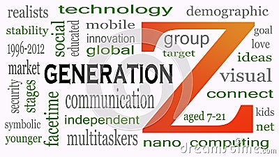 Generation Z in word collage. Marketing and targeting concept Stock Photo