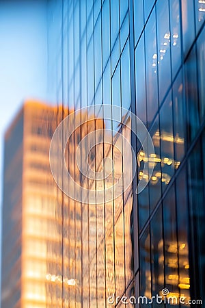 Generative AI Abstract reflection of modern glass buildings capturing vibrant colors and intricate patterns in urb Stock Photo