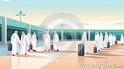 Generative AI Airport Security Conveyor Belt- Cartoon Illustration