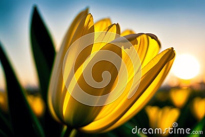 Generative AI art with A beautiful tulip flowers. Blooming Splendor. The Enchanting World of Tulips. Generative AI Stock Photo