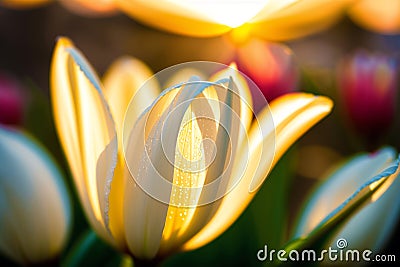 Generative AI art with A beautiful tulip flowers. Blooming Splendor. The Enchanting World of Tulips. Generative AI Stock Photo