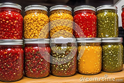 Homemade salsa. Bowls with salsa and nachos on grey background .tortilla chips. Generative AI Stock Photo