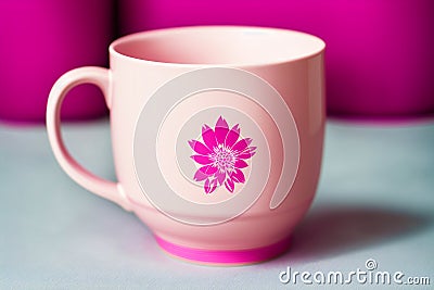 A pink mug. The Pink Serenity Mug. Generative AI Stock Photo