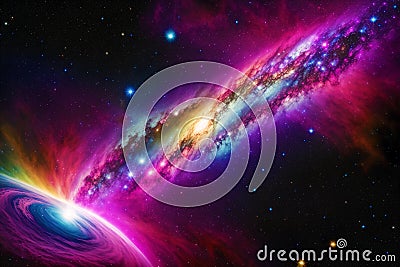 Space background. Cosmic Enigma. Capturing the Mysteries of a Black Hole in Space. Generative AI Stock Photo
