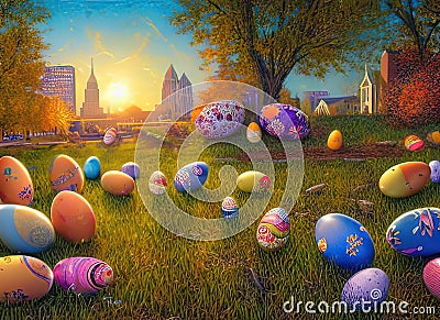 Easter Holiday Scene in Dayton,Ohio,United States. Stock Photo