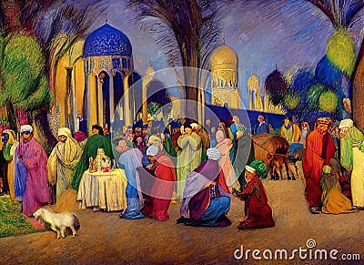 Easter Holiday Scene in Mashhad,Khor?s?n-e Ra?av?,Iran. Stock Photo