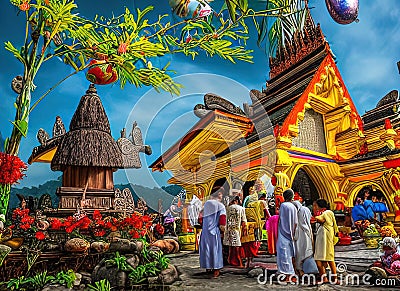 Easter Holiday Scene in Padangsidempuan,Sumatera Utara,Indonesia. Stock Photo