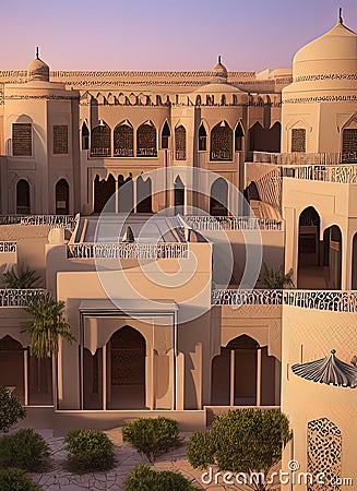 Fictional Mansion in Buraydah, Al Qa??m, Saudi Arabia. Stock Photo