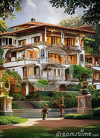 Fictional Mansion in Envigado, Antioquia, Colombia. Stock Photo