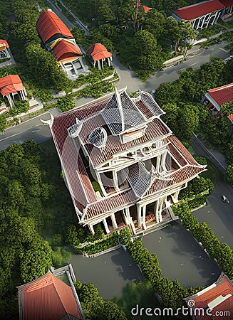 Fictional Mansion in Ipoh, Perak, Malaysia. Stock Photo