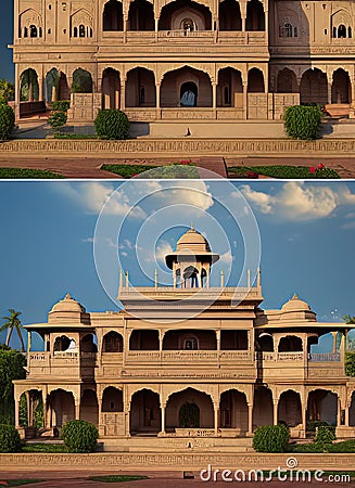 Fictional Mansion in Jhansi, Uttar Pradesh, India. Stock Photo