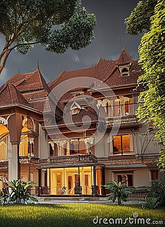 Fictional Mansion in Kediri, Jawa Timur, Indonesia. Stock Photo