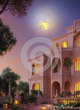 Fictional Mansion in Khartoum North, Khartoum, Sudan. Stock Photo