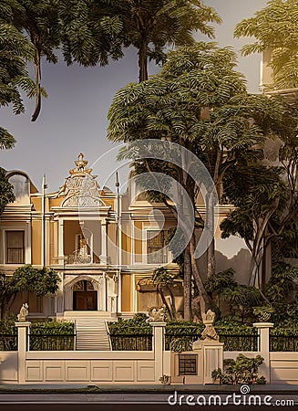 Fictional Mansion in Lima, Lima, Peru. Stock Photo