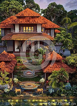 Fictional Mansion in Prabumulih, Sumatera Selatan, Indonesia. Stock Photo